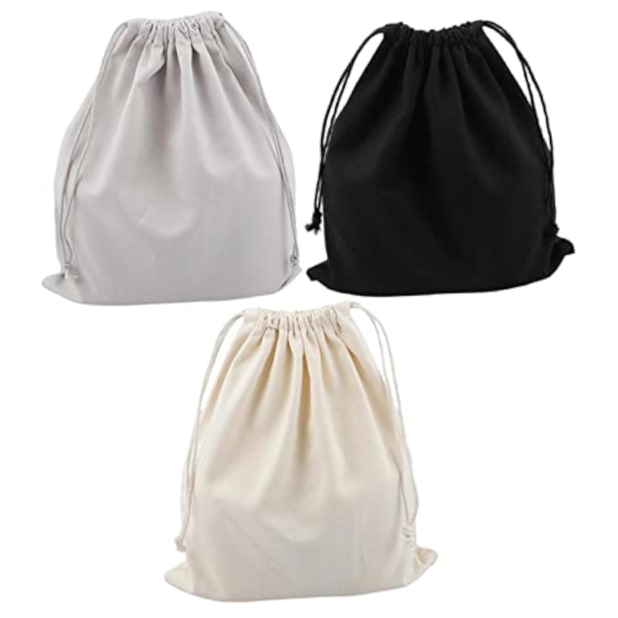 3X Canvas Drawstring Storage Bag for Shoes and Laundry
